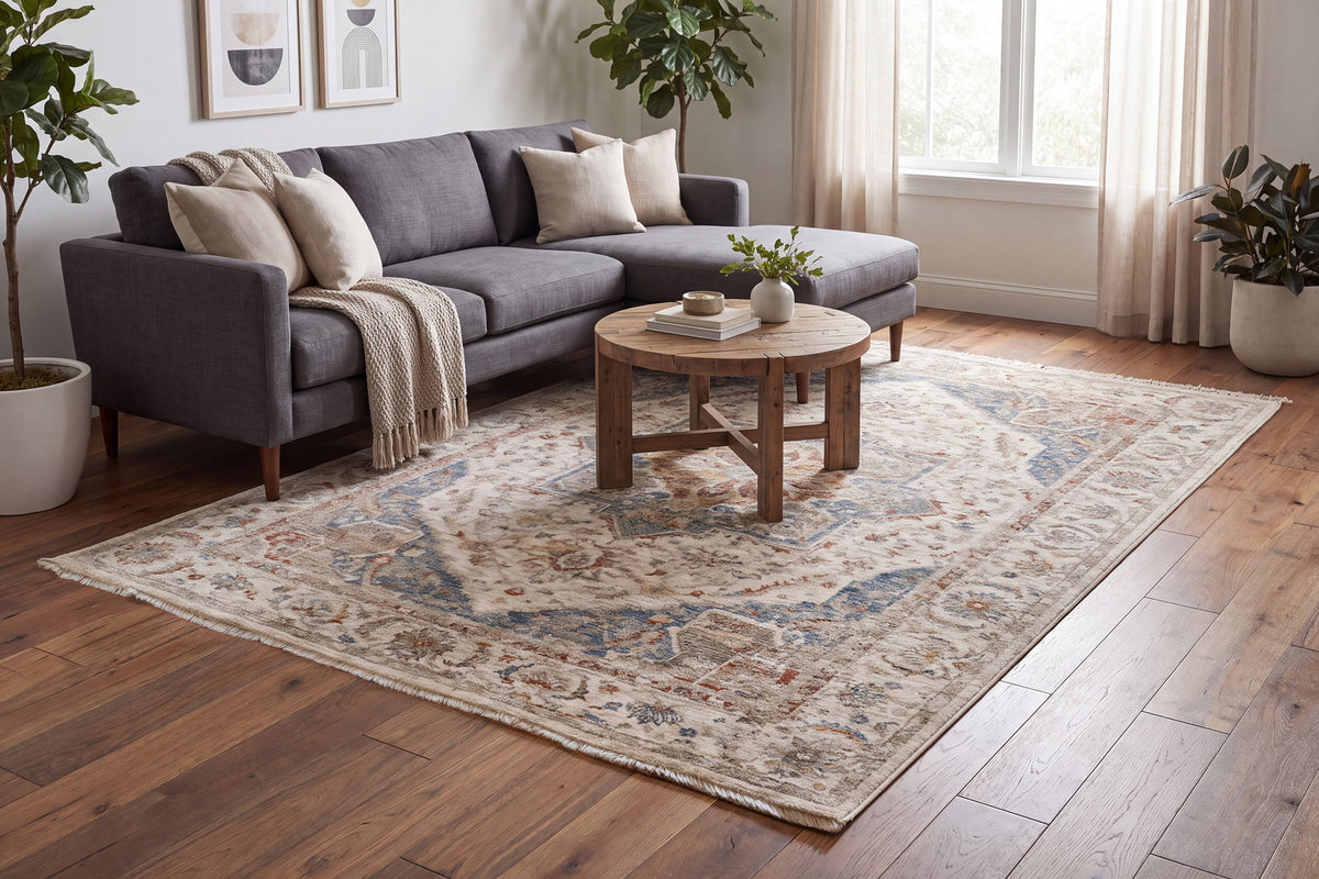 Luminous 17606-185 Cream/Beige/Navy Area Rug