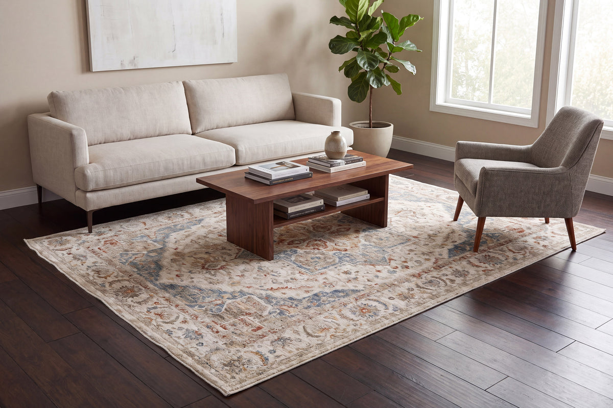 Luminous 17606-185 Cream/Beige/Navy Area Rug