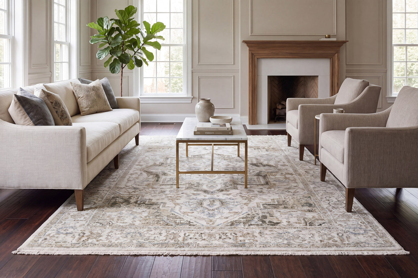 Milano 12501-980 Grey/Beige Area Rug