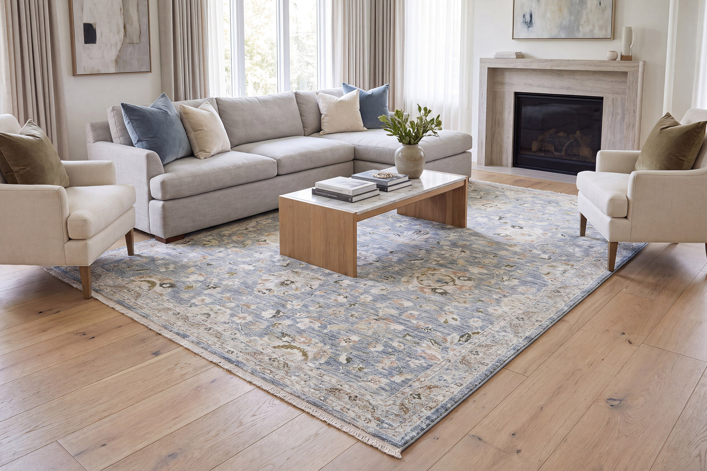 Milano 12502-518 Navy/Ivory/Beige Area Rug
