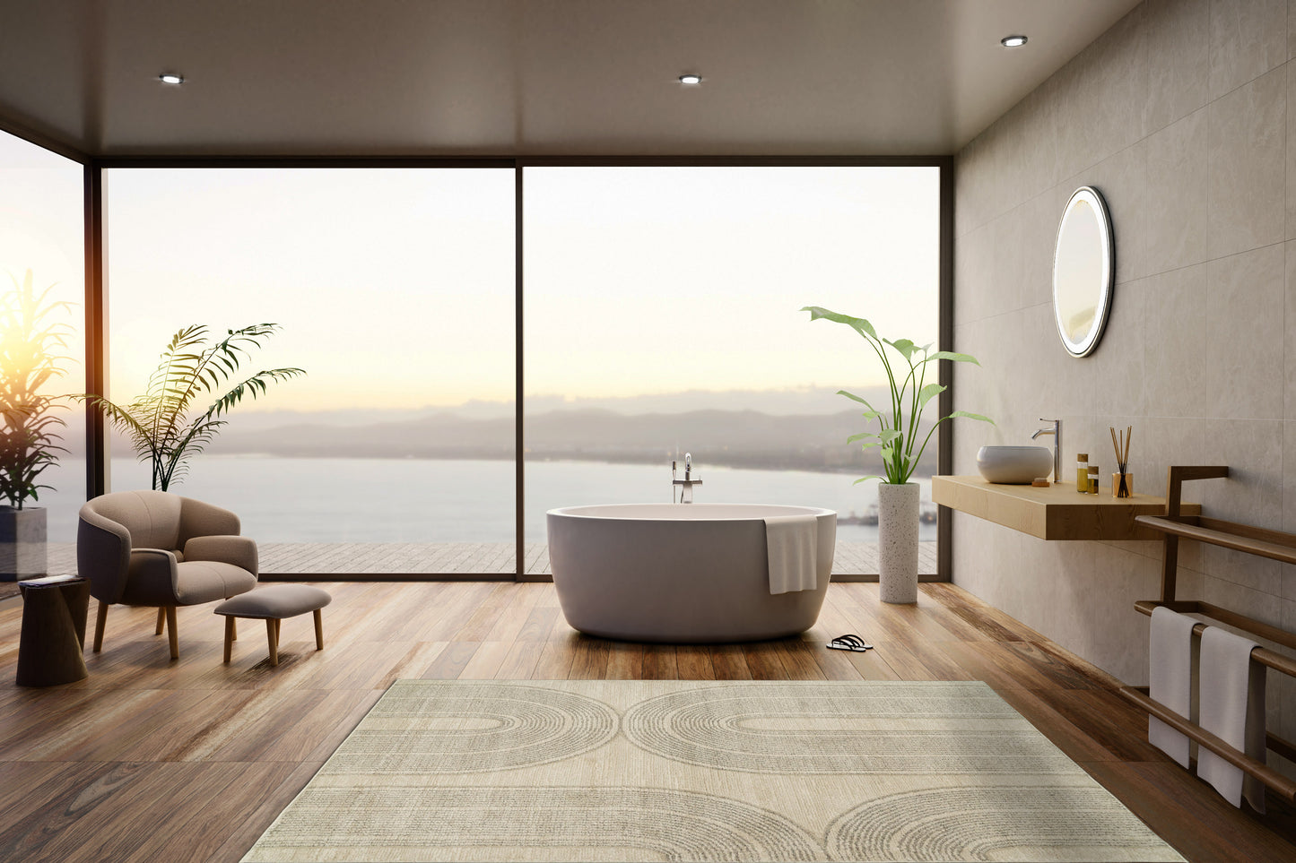 Monroe 9801-890 Beige/Grey Area Rug