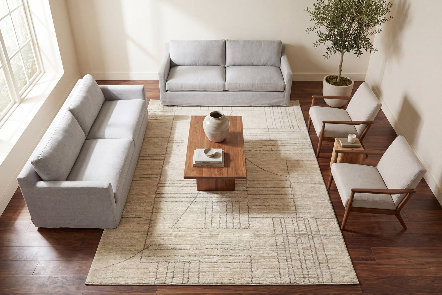 Monroe 9800-890 Beige/Grey Area Rug
