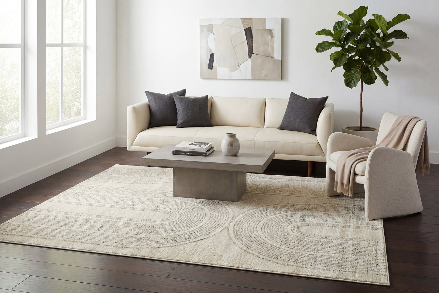 Monroe 9801-890 Beige/Grey Area Rug