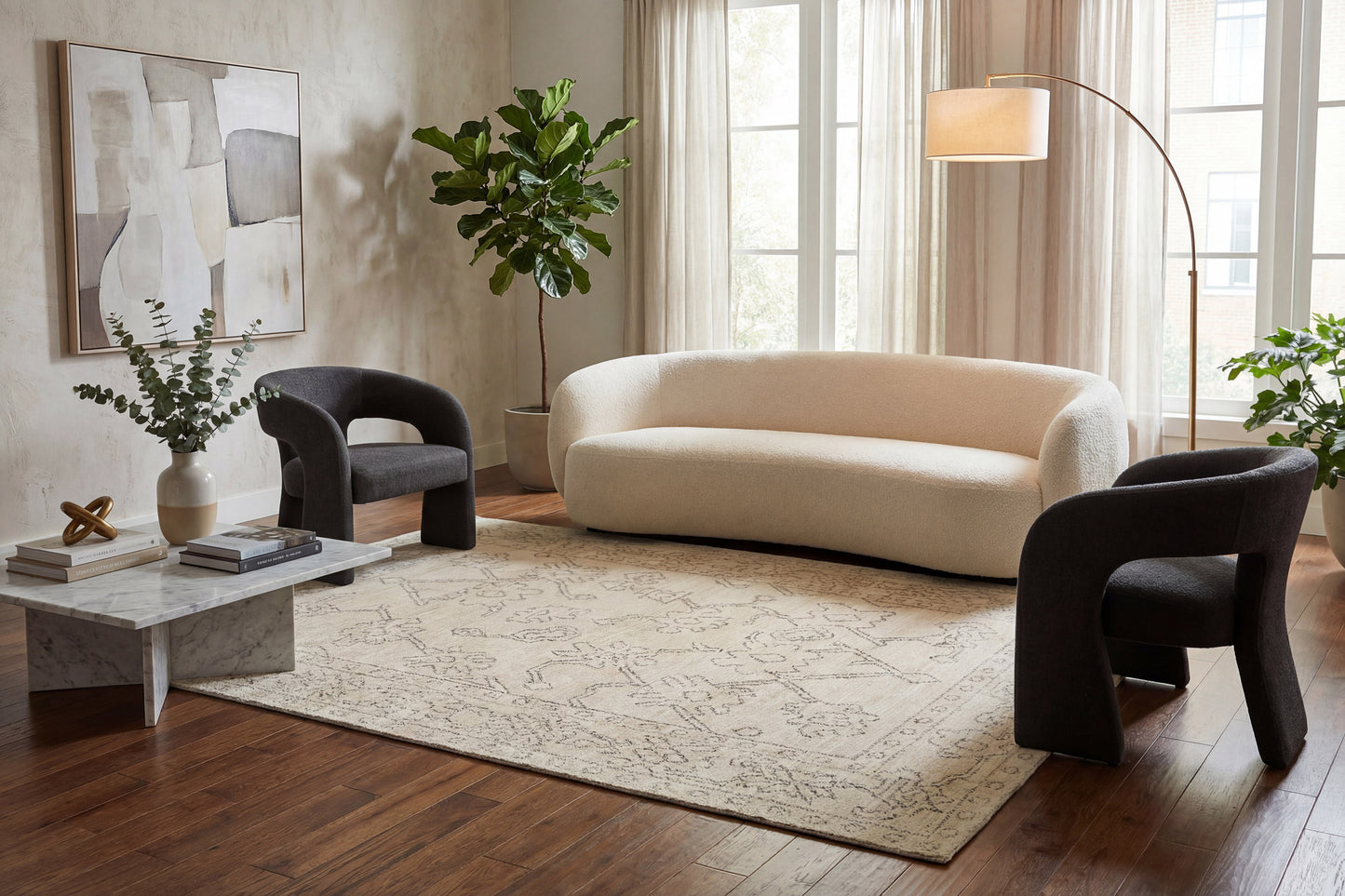 Monroe 9802-890 Beige/Grey Area Rug