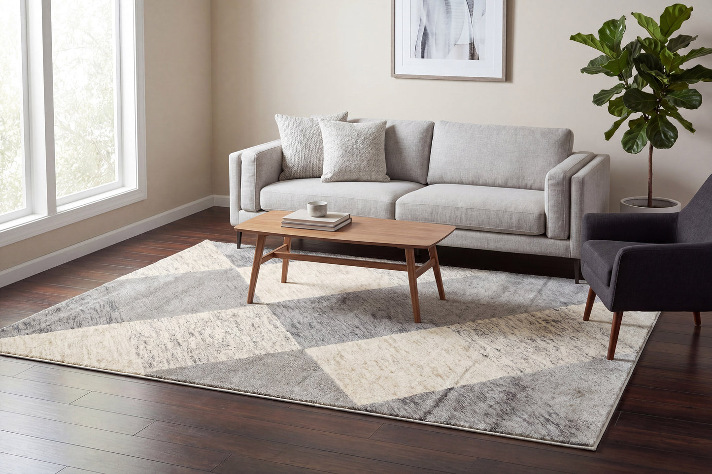 Monroe 9812-190 Ivory/Grey Area Rug
