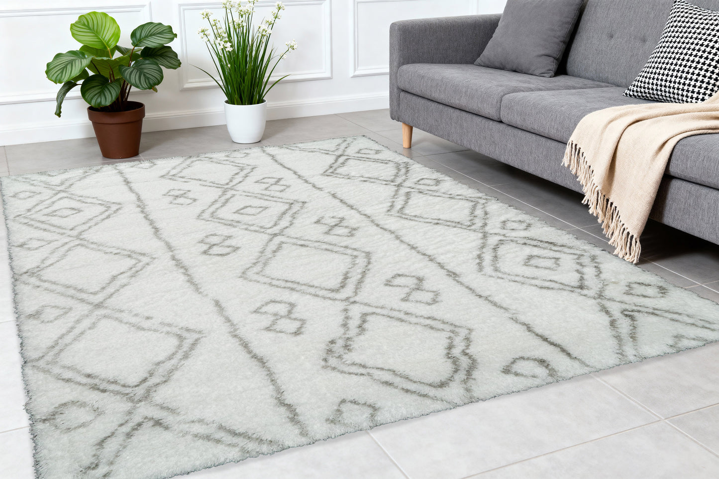 Nordic 7434-100 Grey/White Area Rug