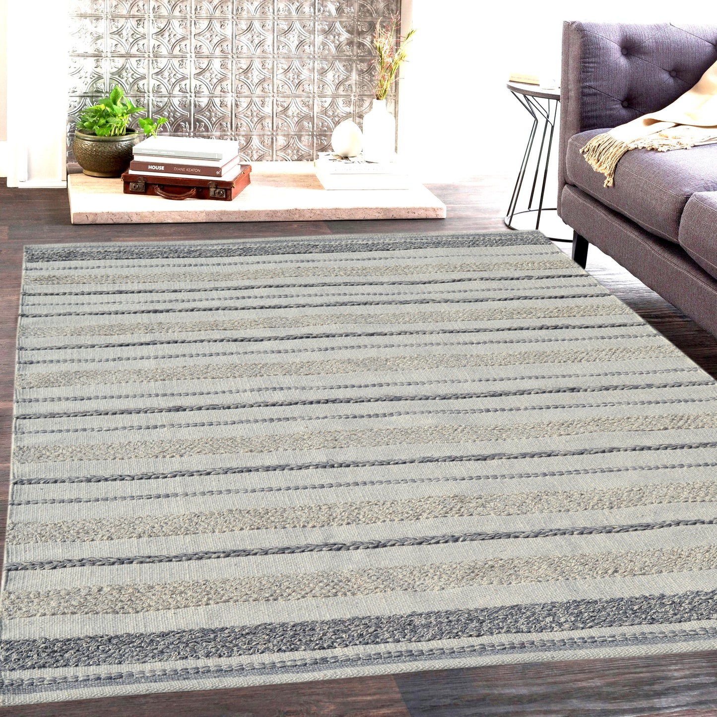 Oak 8370-109 Ivory/Grey Area Rug