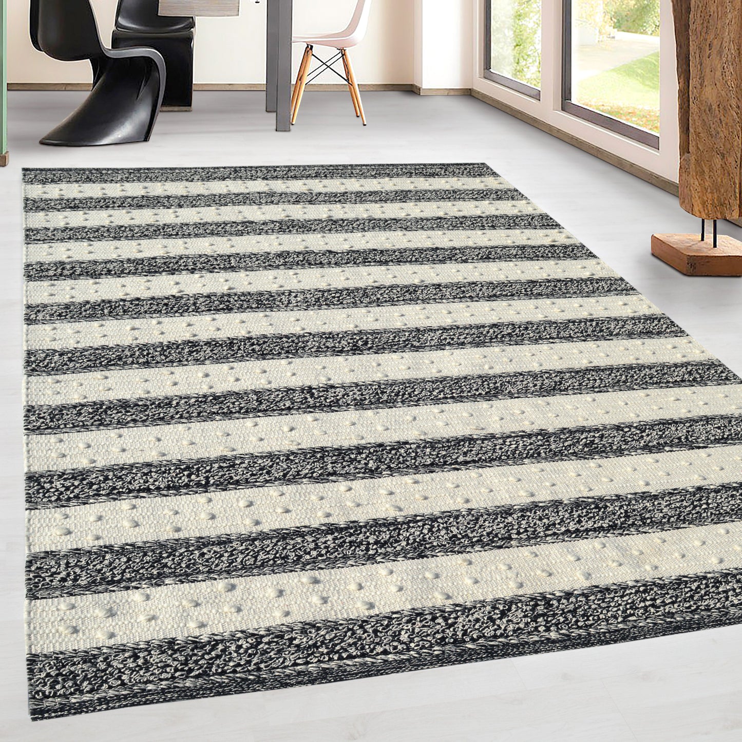 Oak 8375-199 Ivory/Charcoal Area Rug