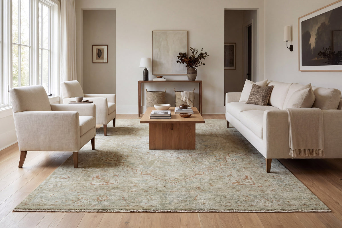 Pacific 15941-813 Beige/Cream/Coral Area Rug