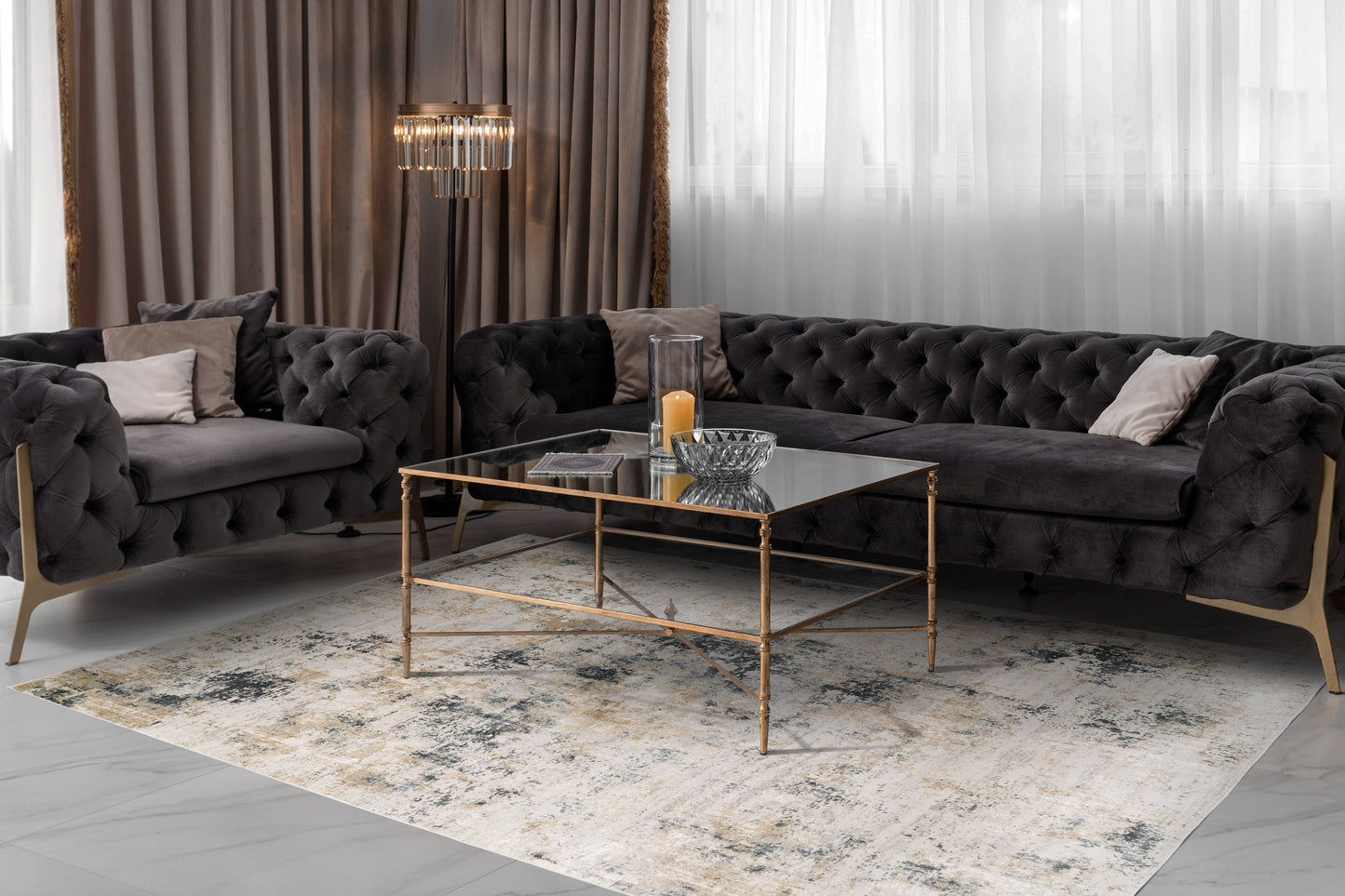 Quartz 27031-180 Beige/Grey Area Rug