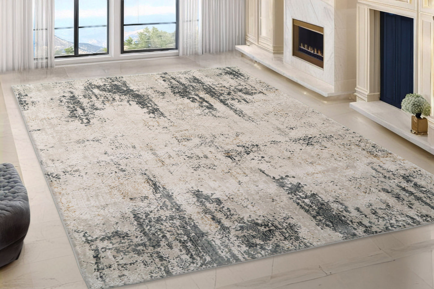 Quartz 27053-190 Ivory/Grey Area Rug