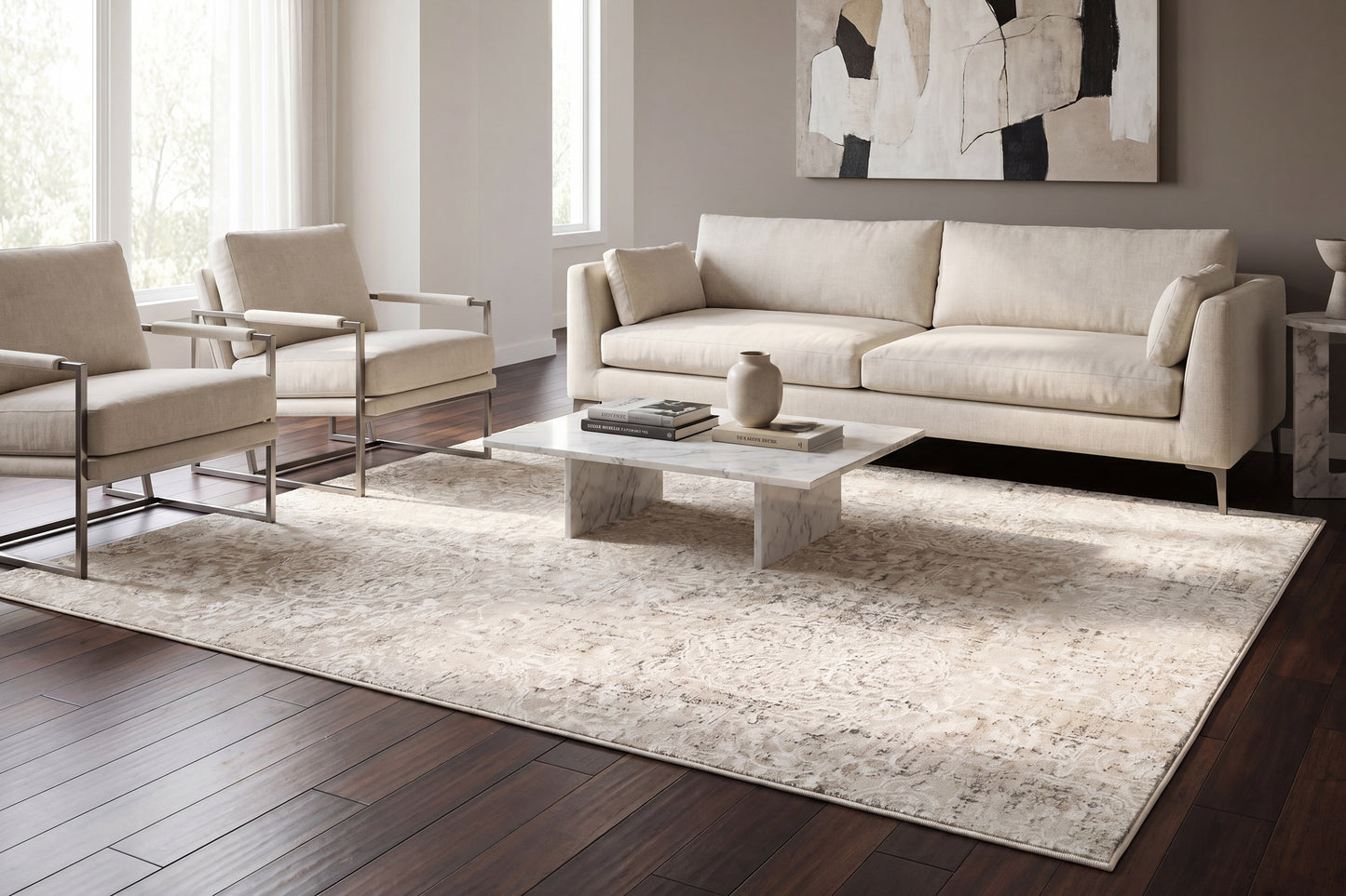 Quartz 27030-110 Ivory/Beige Area Rug