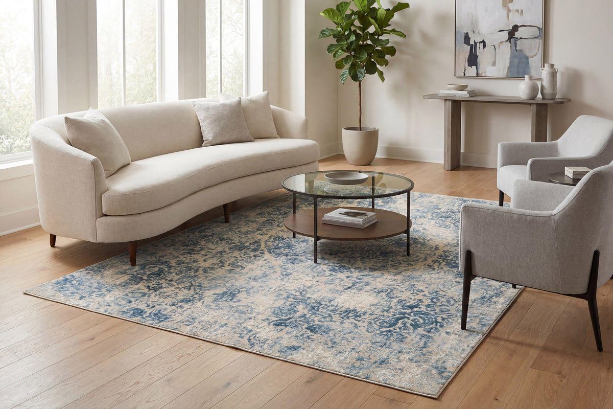 Quartz 27040-500 Ivory/Blue Area Rug
