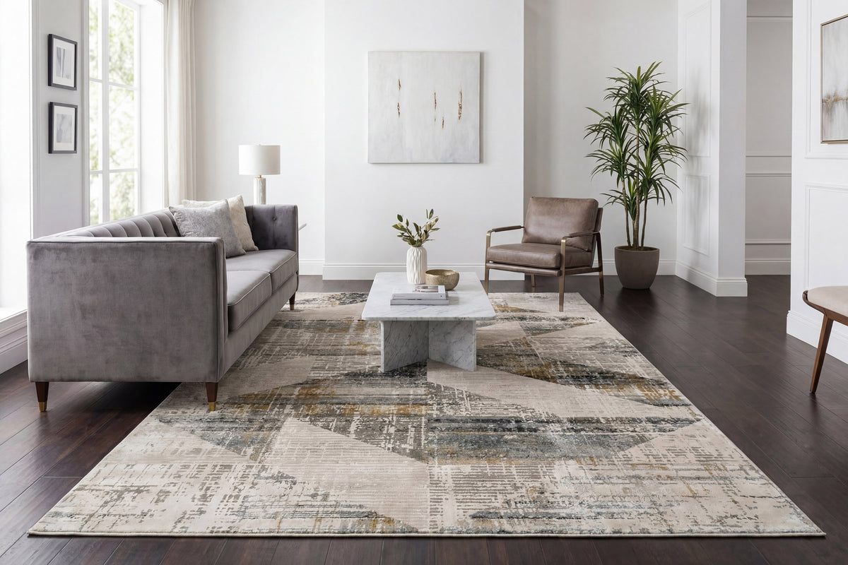 Quartz 27072-155 Ivory/Slate Area Rug
