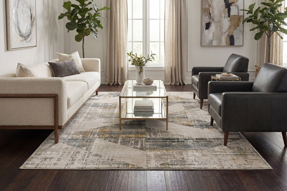 Quartz 27072-155 Ivory/Slate Area Rug