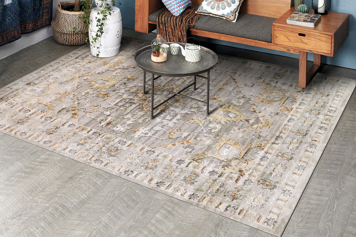 Roma 3180-999 Grey/Multi Area Rug