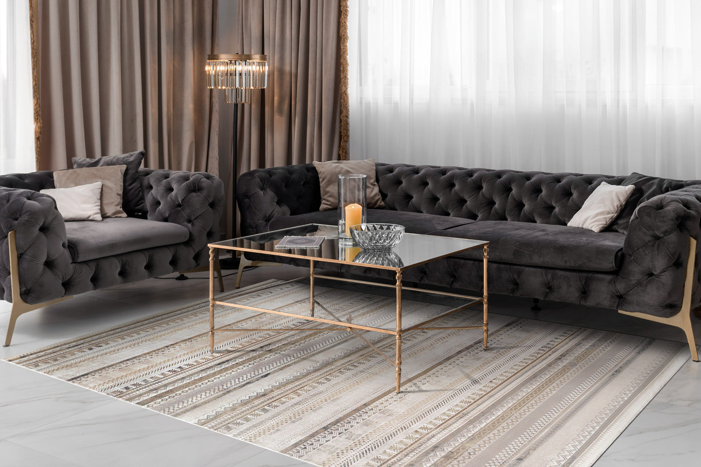 Ruby 2182-189 Ivory/Taupe/Grey Area Rug