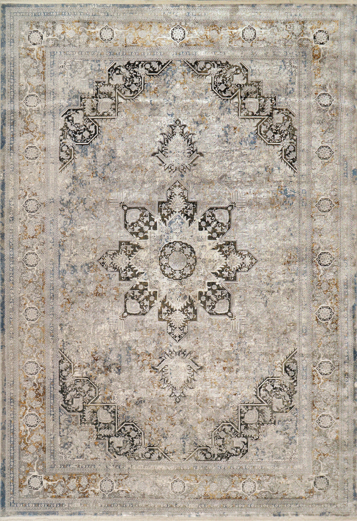 Ruby 2185-197 Ivory/Grey/Gold Area Rug
