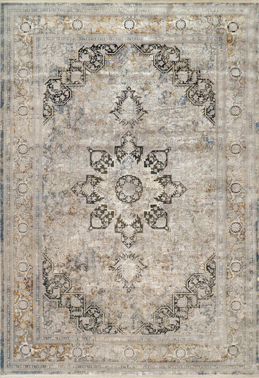Ruby 2185-197 Ivory/Grey/Gold Area Rug