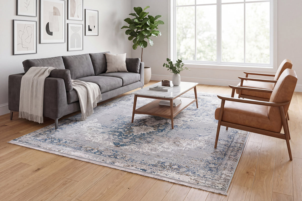 Ruby 2161-950 Grey/Blue Area Rug