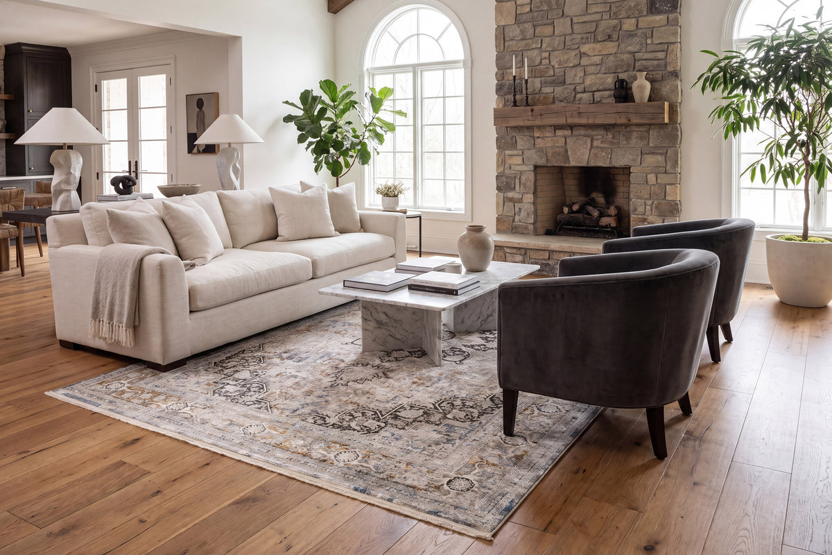 Ruby 2185-197 Ivory/Grey/Gold Area Rug