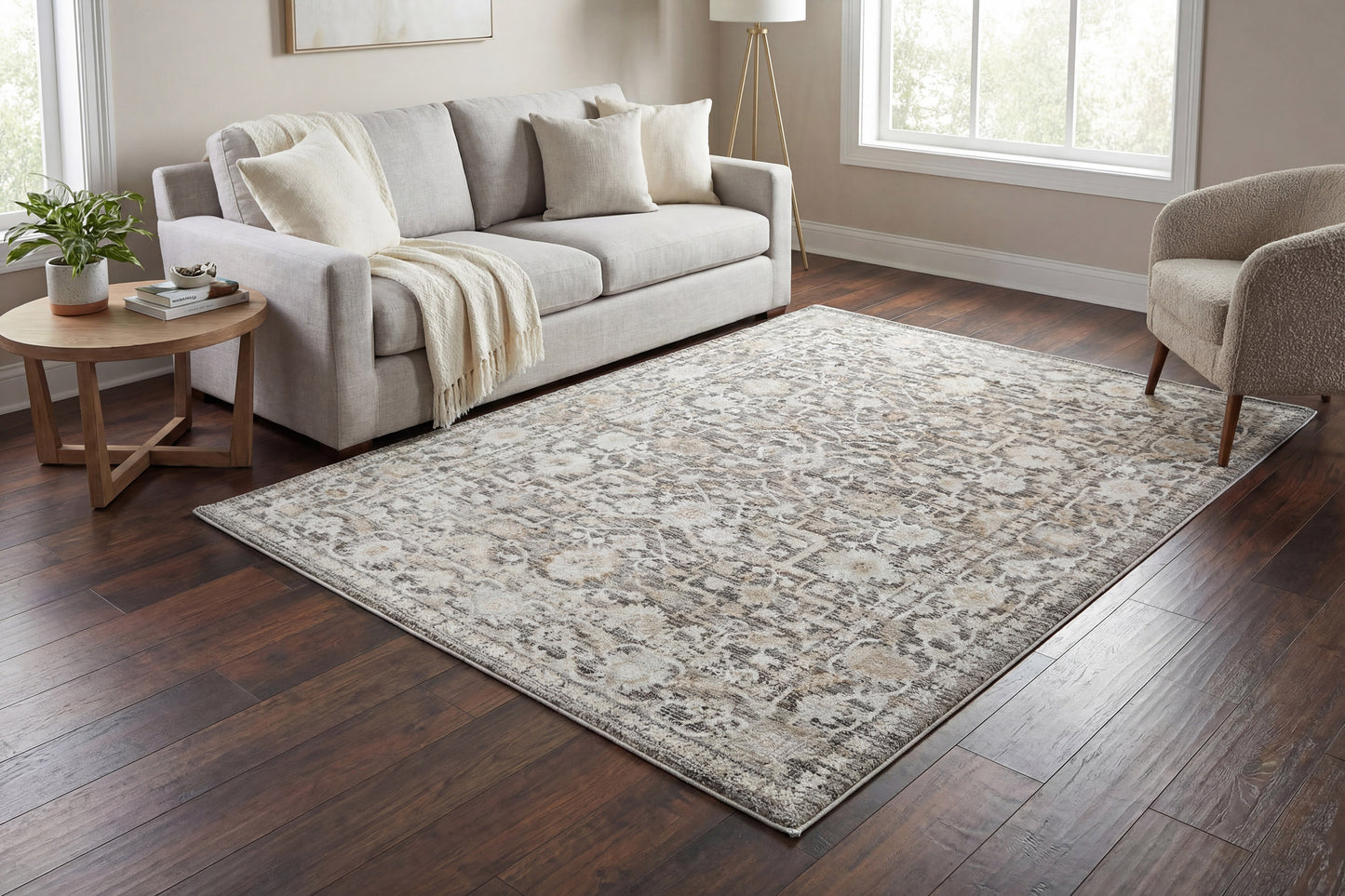 Saffron 16613-981 Grey/Beige/Ivory Area Rug