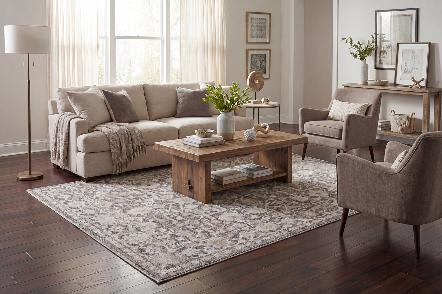 Saffron 16613-981 Grey/Beige/Ivory Area Rug