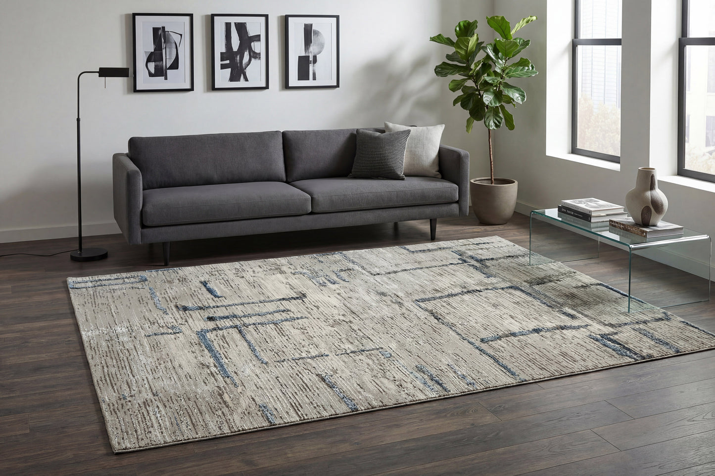 Safir 9288-815 Beige/Ivory/Blue Area Rug