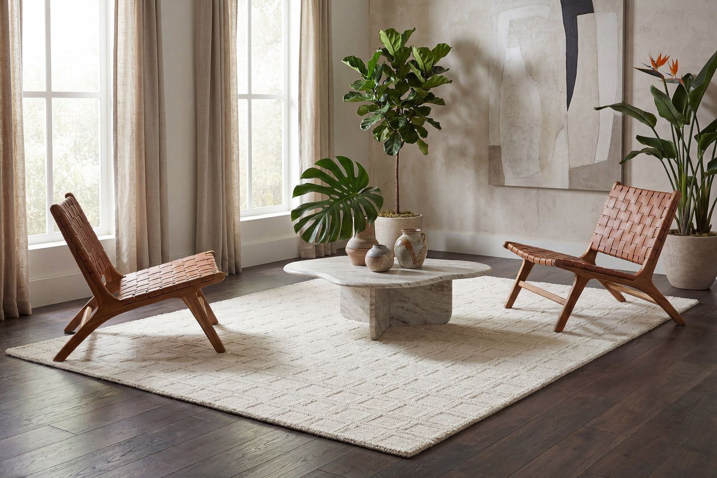 Teak 12801-100 Ivory Area Rug