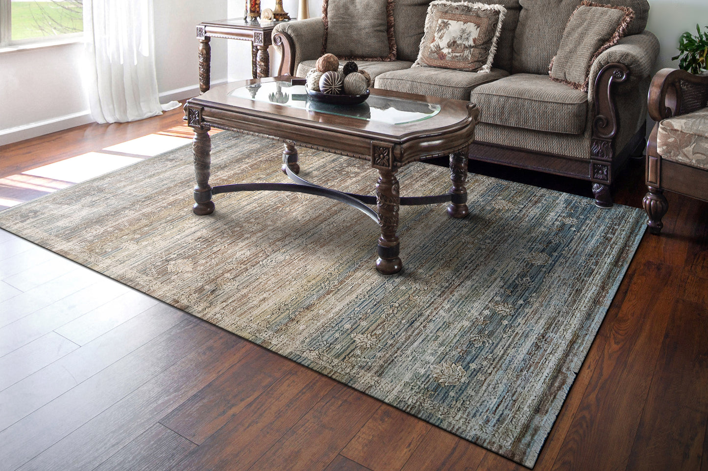 Trevi 13254-815 Beige/Cream/Blue Area Rug