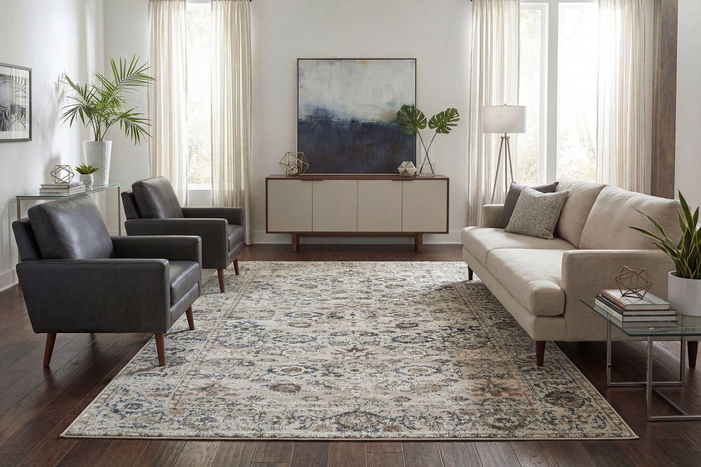 Venedik 17770-150 Cream/Blue Area Rug