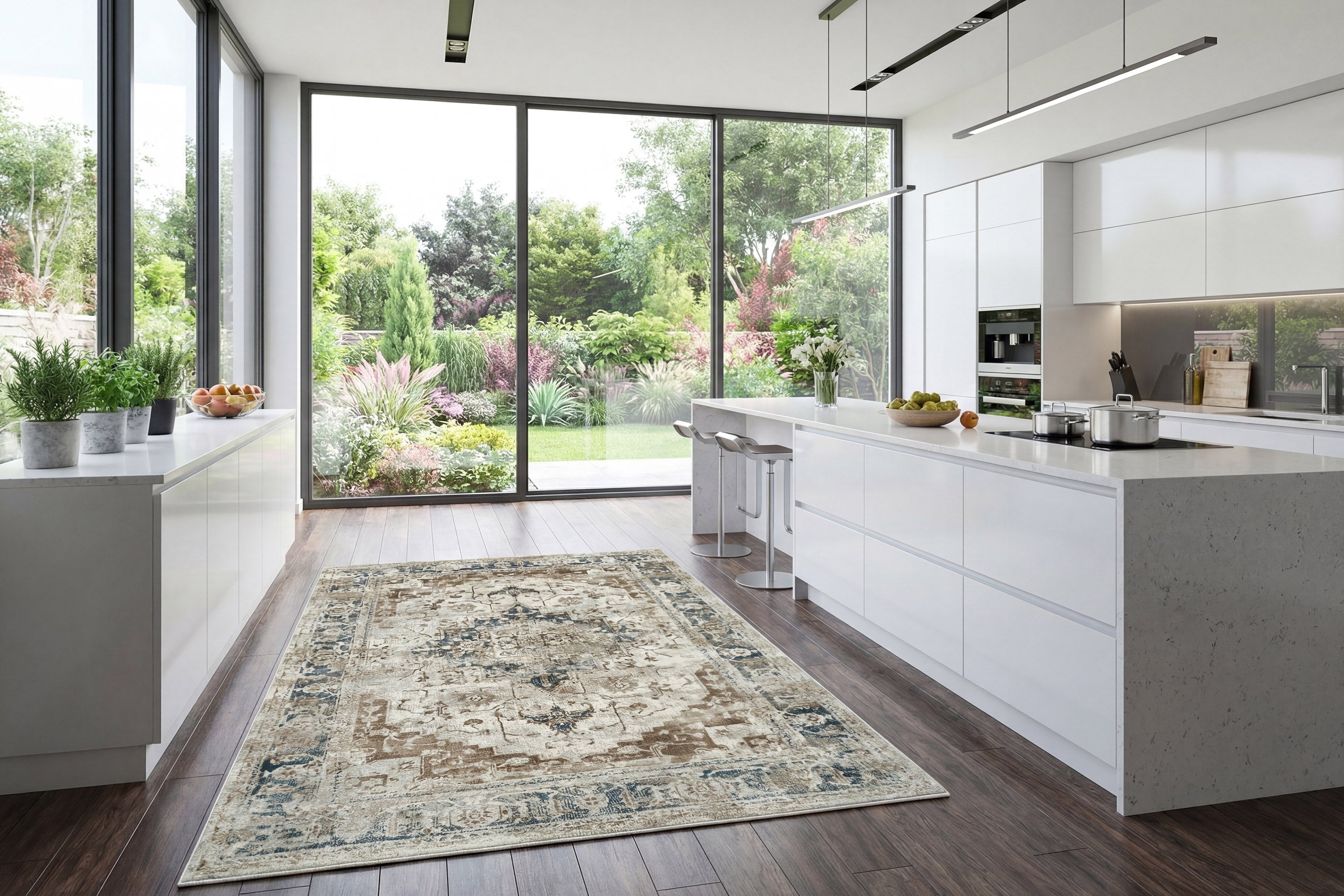Venedik 17778-158 Cream/Navy/Beige Area Rug – Buy Rugs Cheap