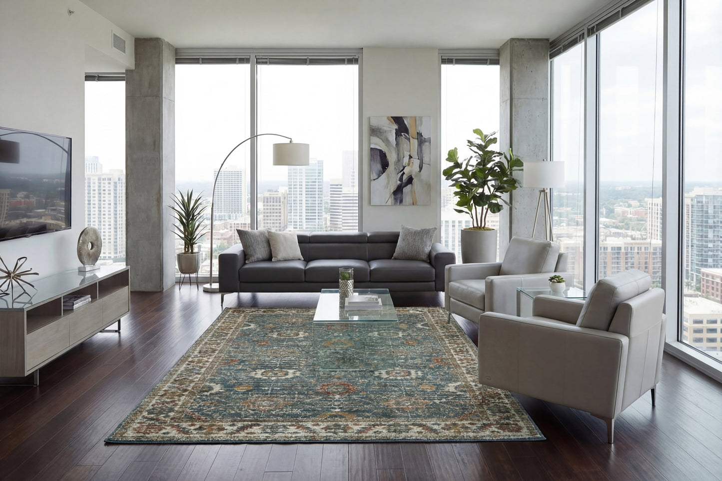 Venedik 17781-599 Blue/Multi Area Rug