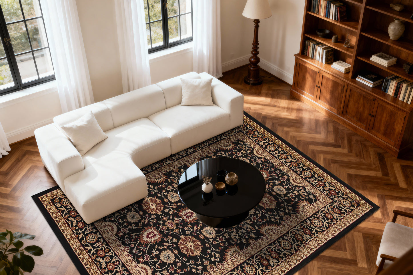 Yazd 2803-090 Black Area Rug