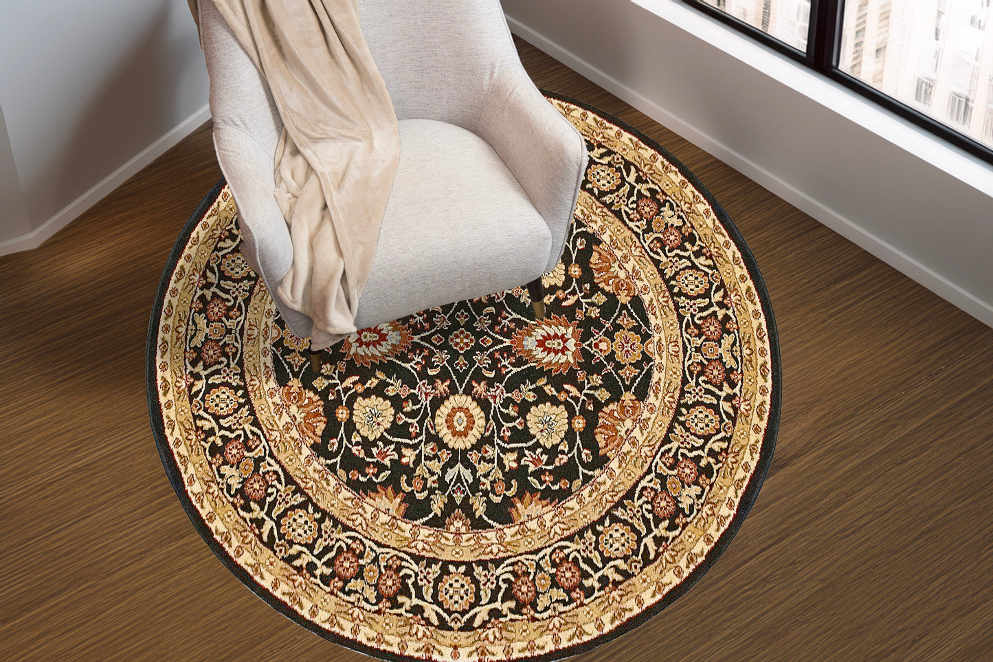 Yazd 2803-090 Black Area Rug