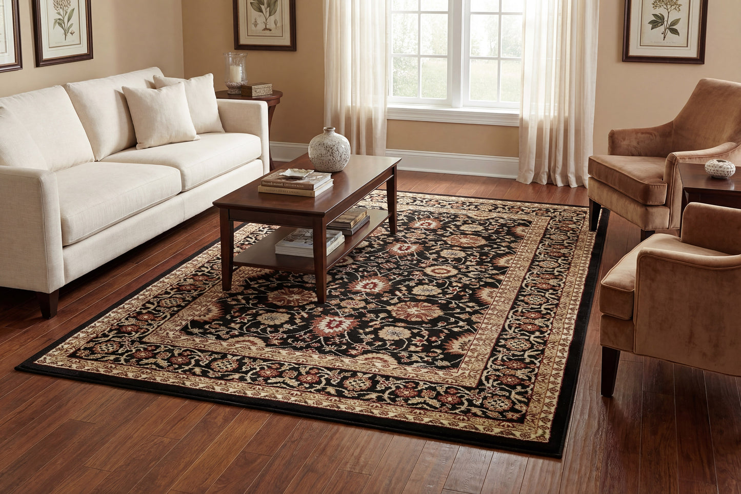 Yazd 2803-090 Black Area Rug