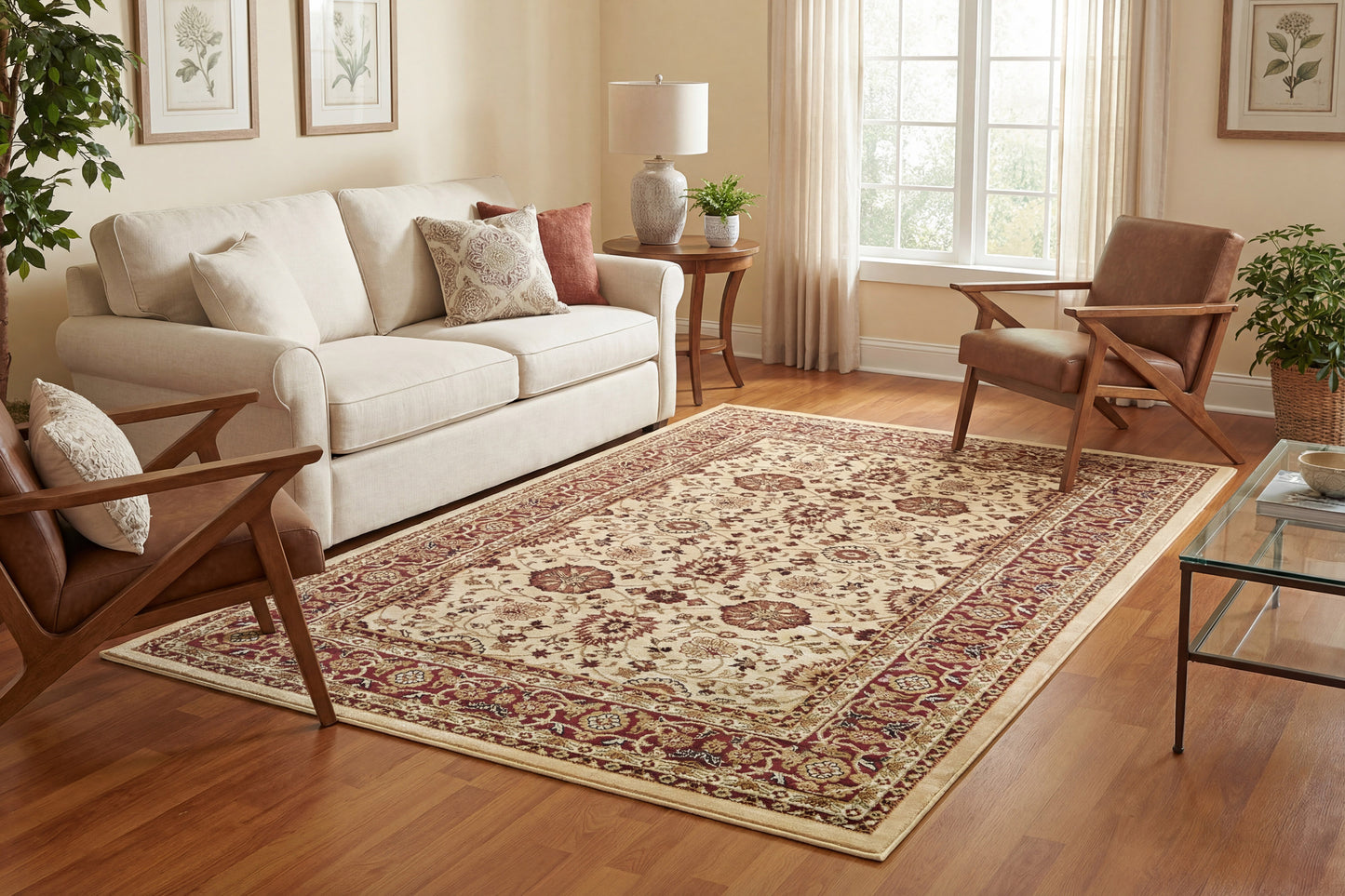 Yazd 2803-130 Cream/Red Area Rug