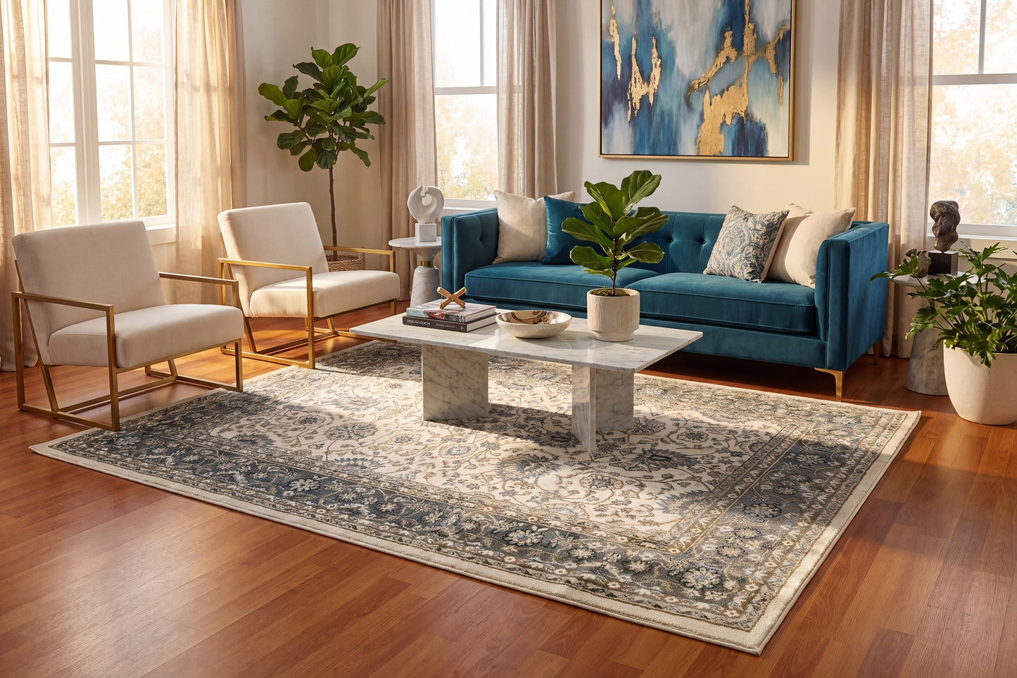Yazd 2803-190 Ivory/Grey Area Rug