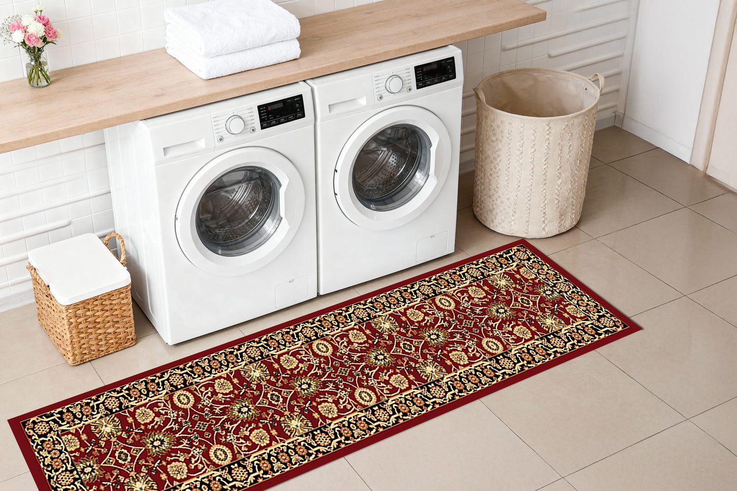 Yazd 2803-390 Red/Black Area Rug