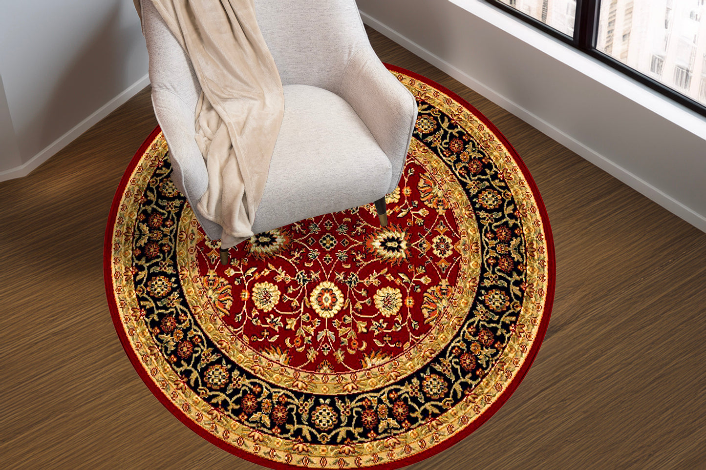 Yazd 2803-390 Red/Black Area Rug