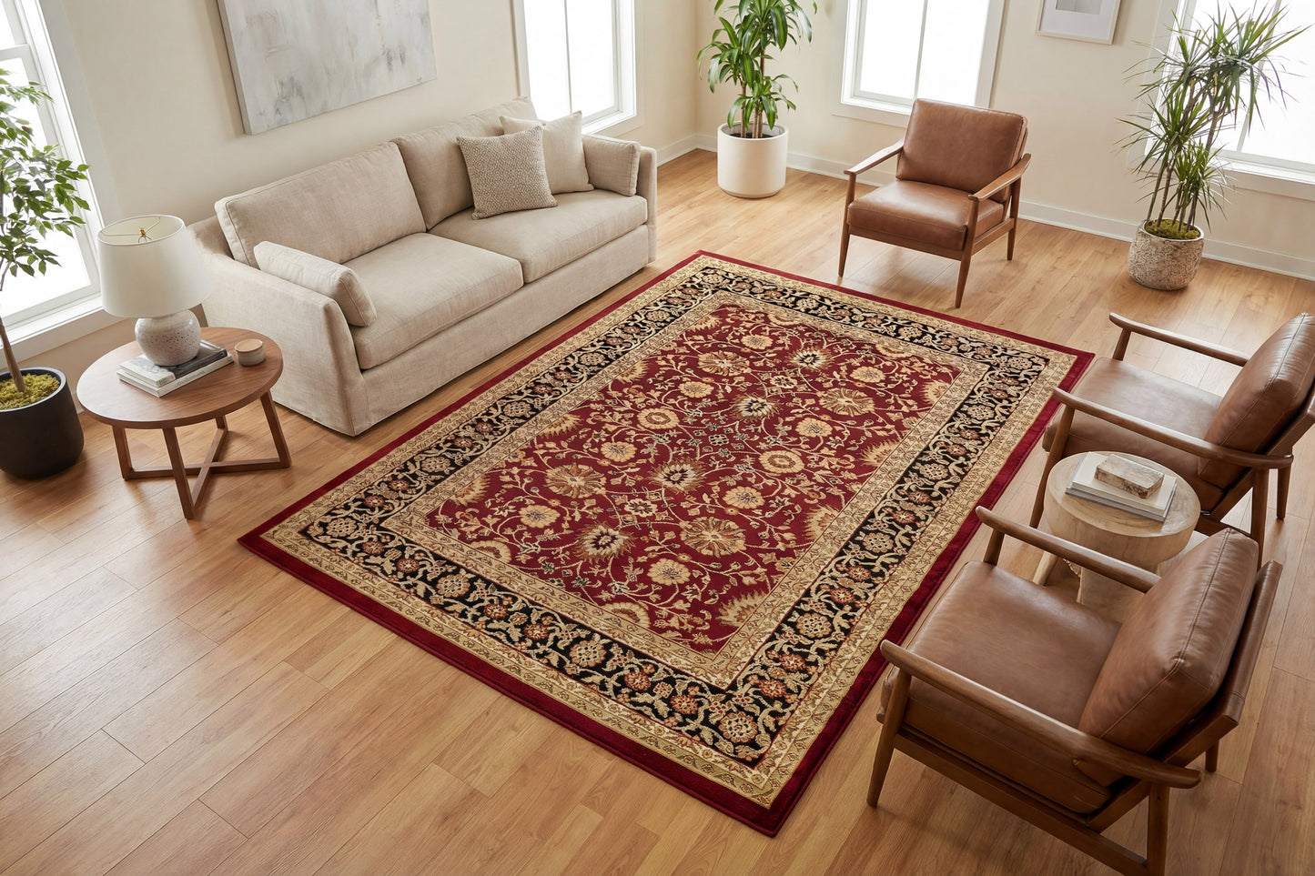 Yazd 2803-390 Red/Black Area Rug
