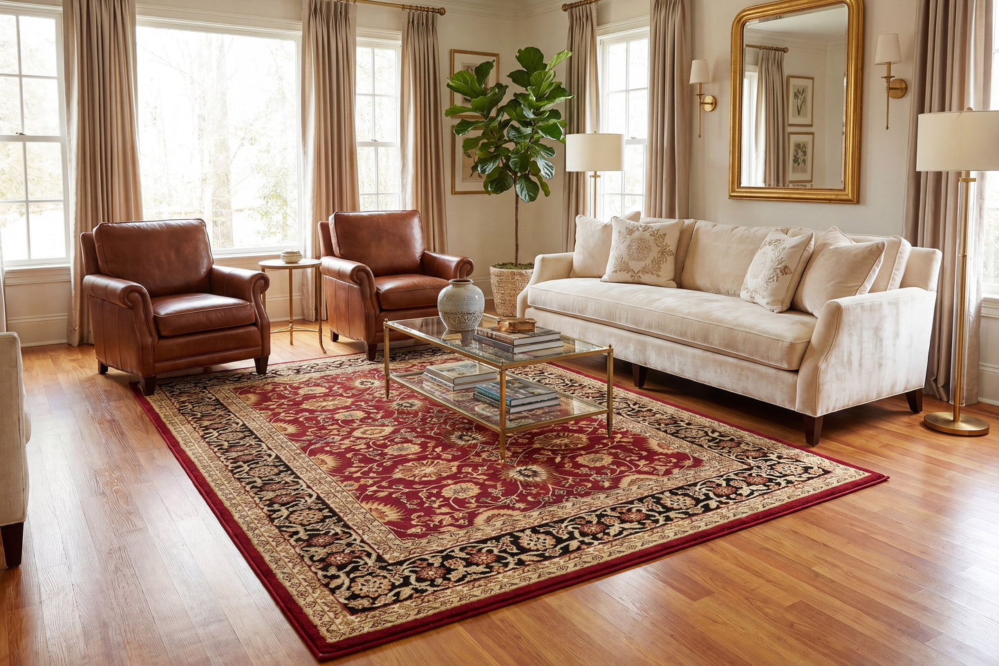 Yazd 2803-390 Red/Black Area Rug