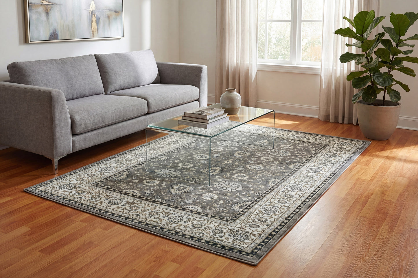 Yazd 2803-910 Grey/Ivory Area Rug