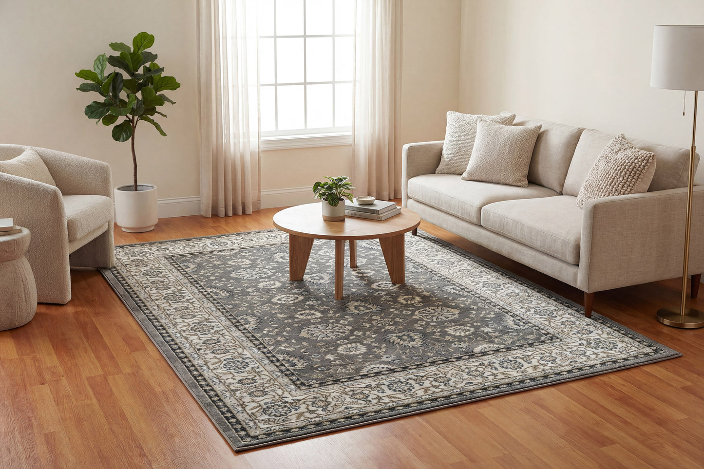 Yazd 2803-910 Grey/Ivory Area Rug