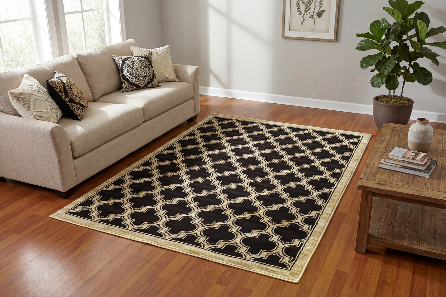 Yazd 2816-090 Black Area Rug