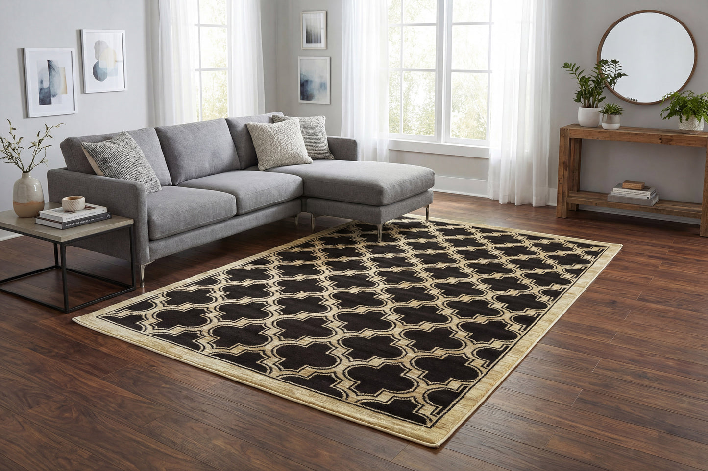 Yazd 2816-090 Black Area Rug