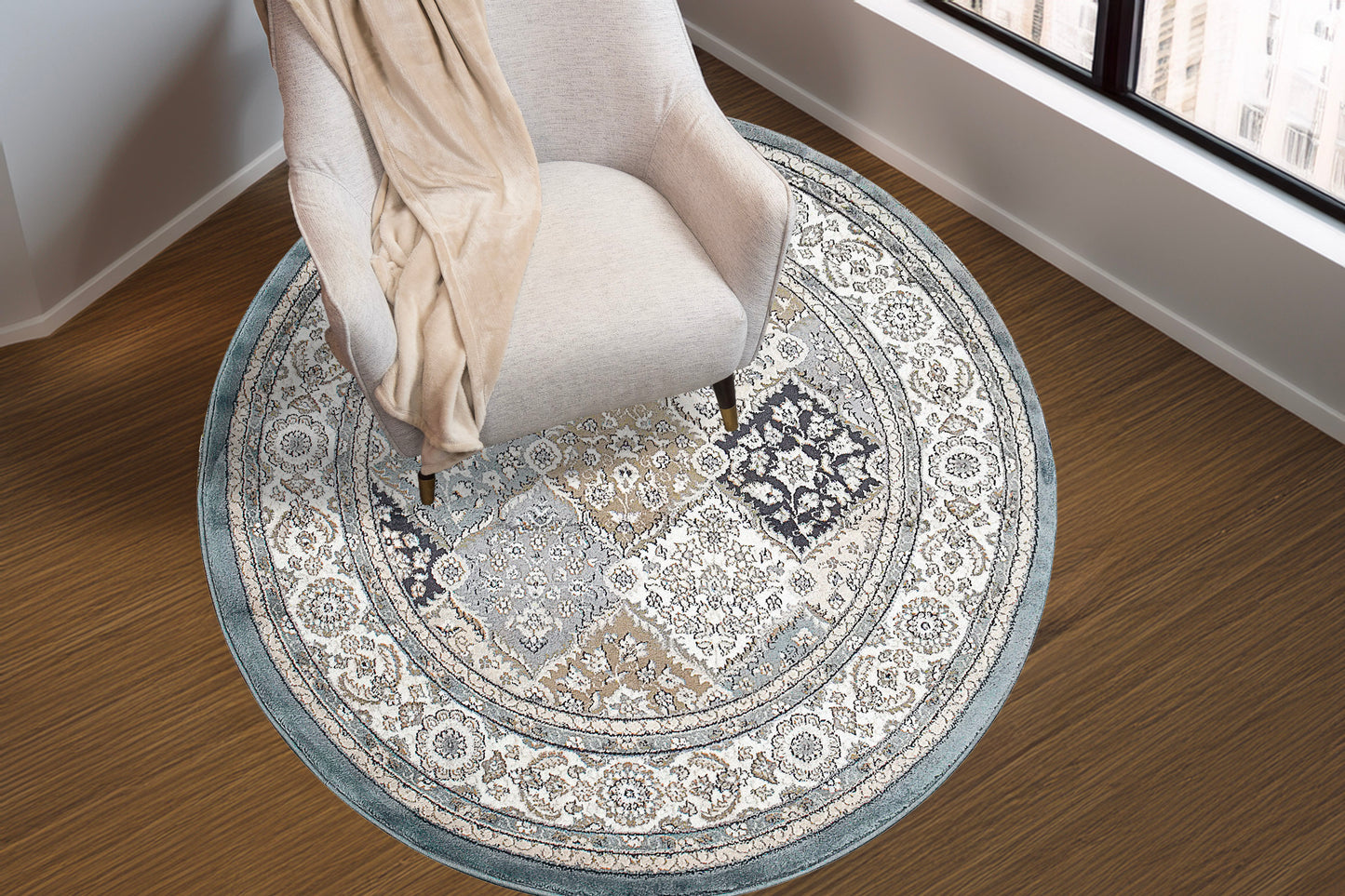 Yazd 8471-510 Blue/Ivory Area Rug
