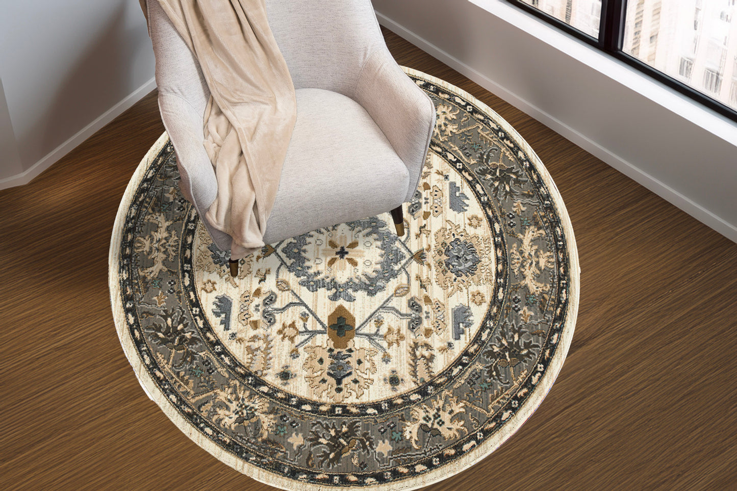Yazd 8531-190 Ivory/Grey Area Rug