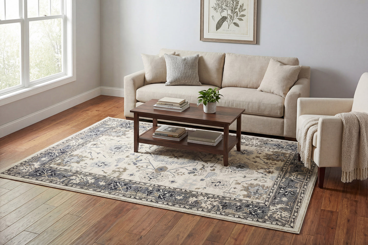 Yazd 8531-190 Ivory/Grey Area Rug