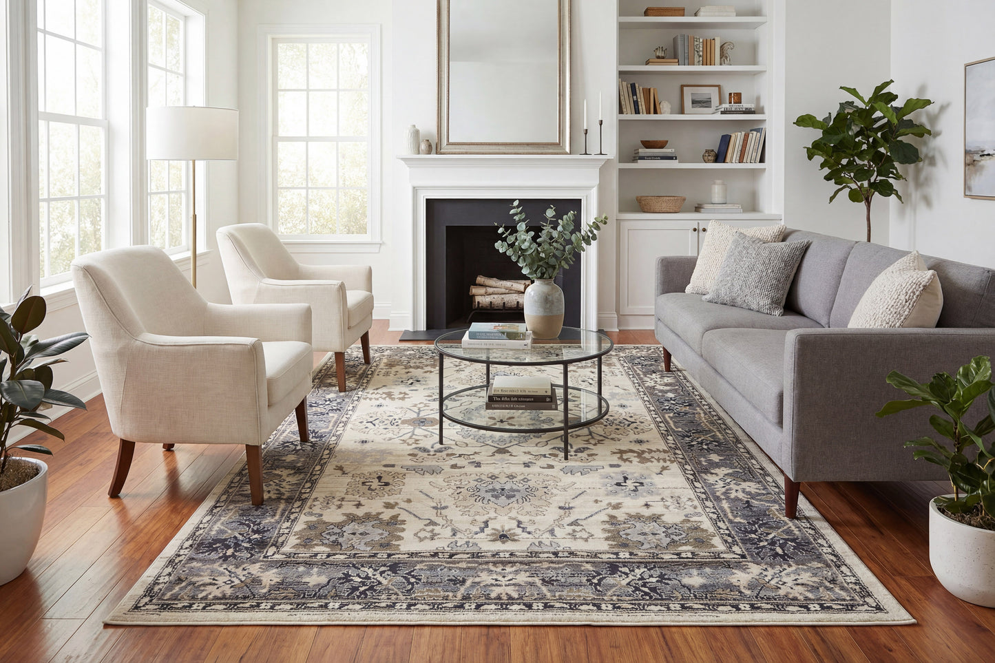 Yazd 8531-190 Ivory/Grey Area Rug